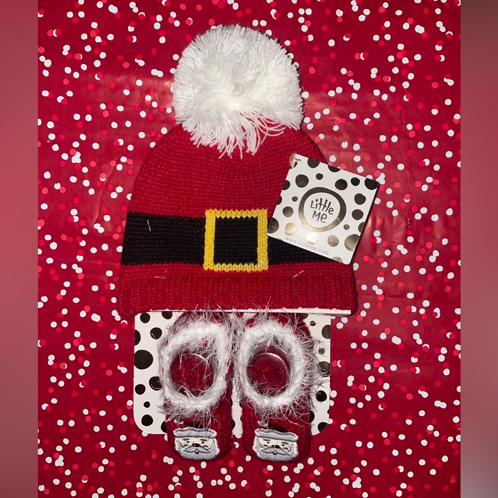 Christmas Hat and booties set